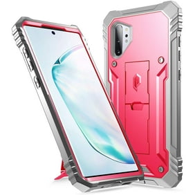 Thin Blue Line Flag Heavy Duty Armor Cover Case with Built-in Stand Clip Holster Tempered Glass Screen Protector and Atom Cloth BC Rugged Series Case Compatible with Samsung Galaxy Note 10+ Plus